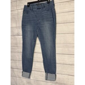 Judy Blue Los Angeles Pull On Skinny Jeans Size 13 Blue Stretch Cuffed Crop